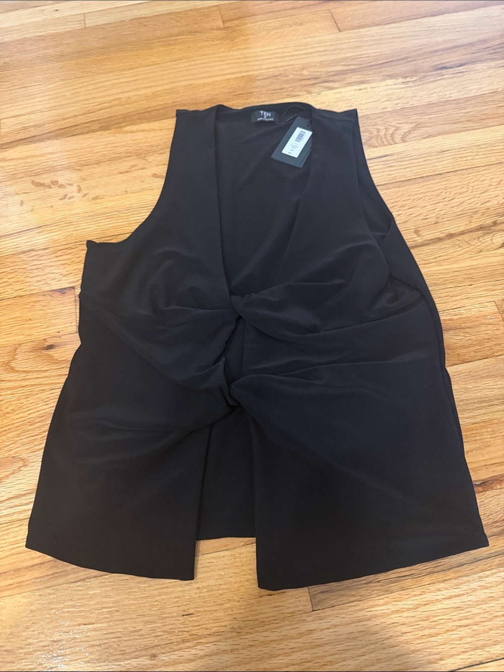 Black Twist-Front Sleeveless Blouse